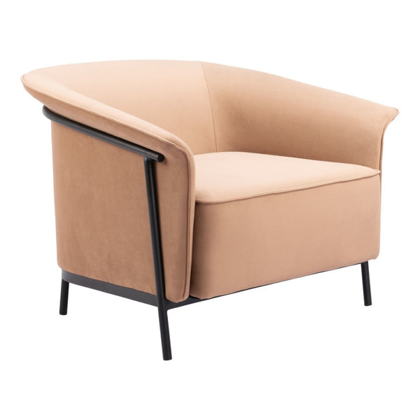 HomeRoots 35" Tan and Black Upholstered Arm Chair - Modern Comfort with Chic Style for Living Room & Office 556482