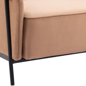 HomeRoots 35" Tan and Black Upholstered Arm Chair - Modern Comfort with Chic Style for Living Room & Office 556482