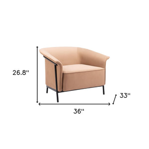 Homeroots 35" Tan And Black Fabric Arm Chair   556482