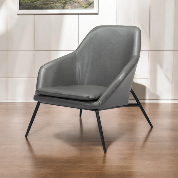 Homeroots 29" Gray And Black Faux Leather Arm Chair   556483