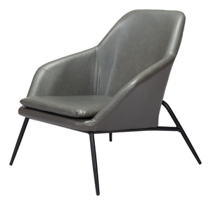 Homeroots 29" Gray And Black Faux Leather Arm Chair   556483