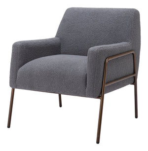 Homeroots 28" Gray And Bronze Fabric Arm Chair   556487