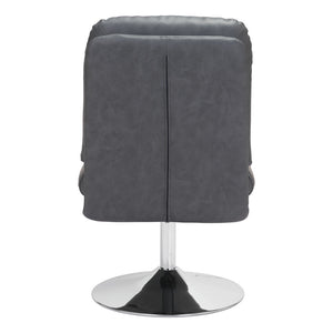 Homeroots 22" Gray And Silver Faux Leather Side Chair   556489