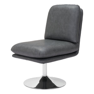 Homeroots 22" Gray And Silver Faux Leather Side Chair   556489