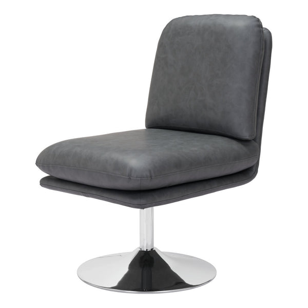 Homeroots 22" Gray And Silver Faux Leather Side Chair   556489