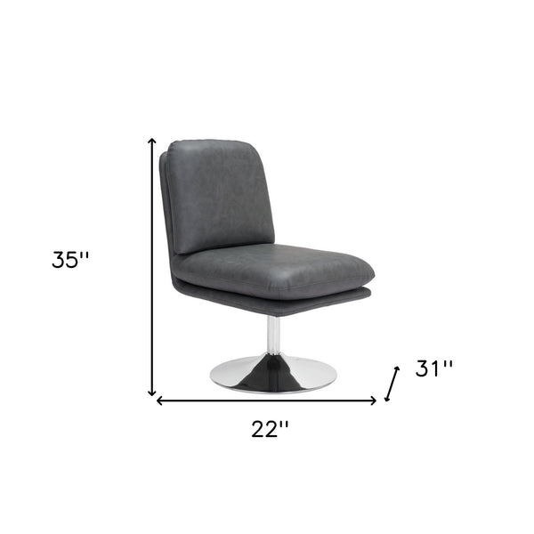 Homeroots 22" Gray And Silver Faux Leather Side Chair   556489