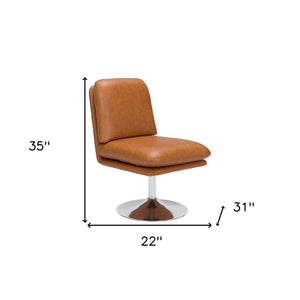 Homeroots 22" Brown And Silver Faux Leather Side Chair   556490