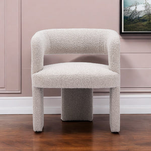 Homeroots 27" Beige Boucle Contemporary Arm Chair   556492