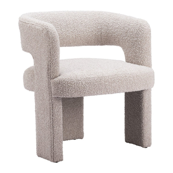 HomeRoots 27" Beige Faux Shearling Arm Chair - Chic Upholstered Accent Chair for Modern Living Spaces & Offices 556492