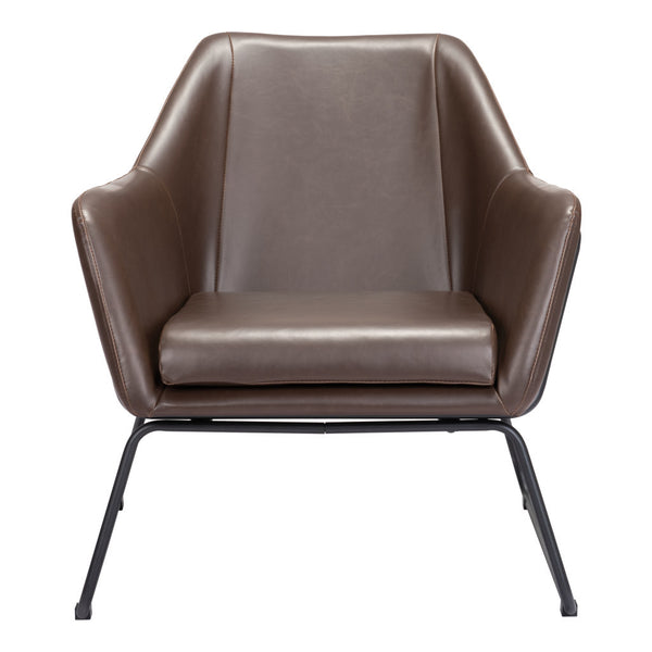 Homeroots 29" Brown And Black Faux Leather Arm Chair   556495