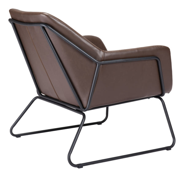 Homeroots 29" Brown And Black Faux Leather Arm Chair   556495