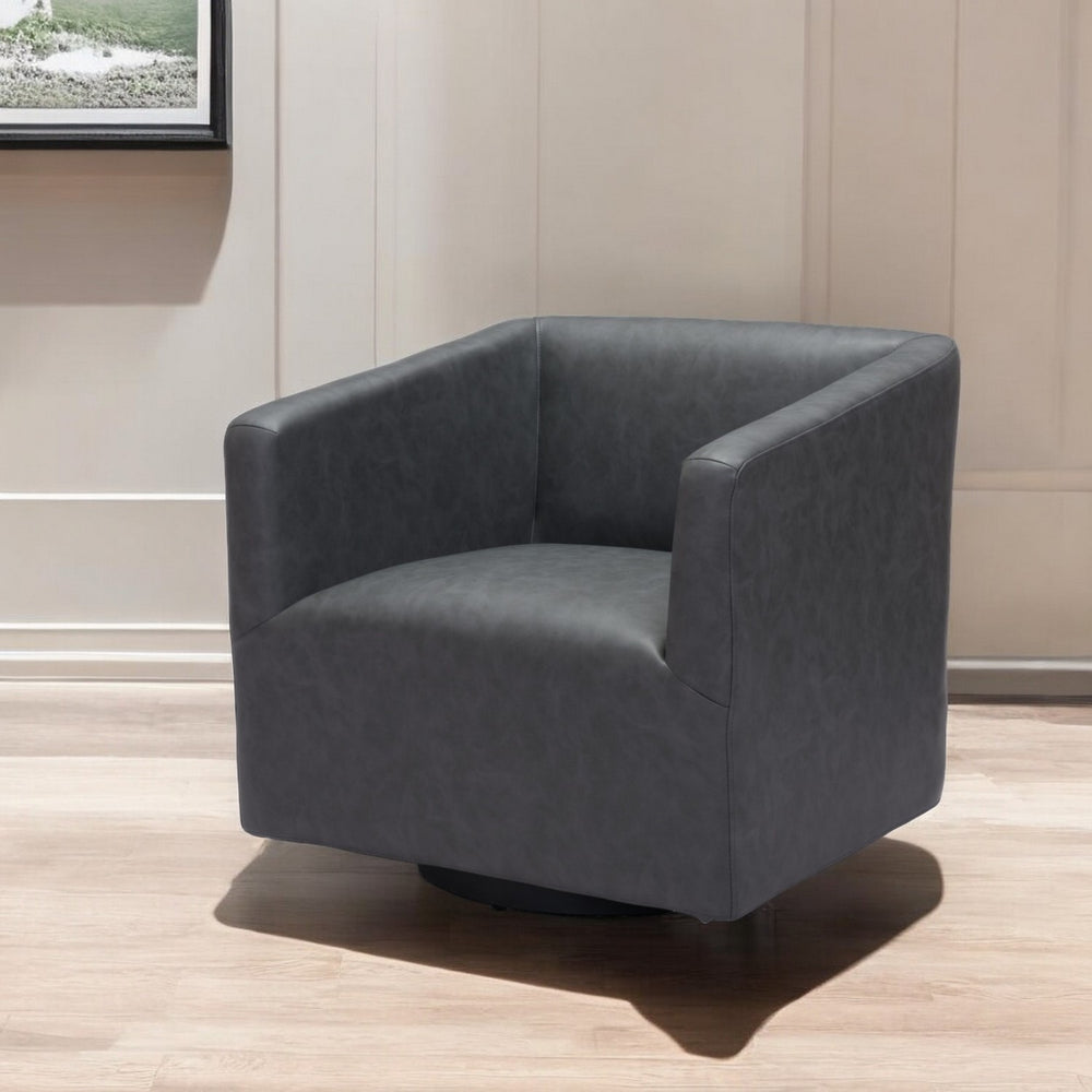 Homeroots 30" Gray And Black Faux Leather Arm Chair   556497