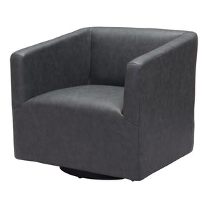 Homeroots 30" Gray And Black Faux Leather Arm Chair   556497