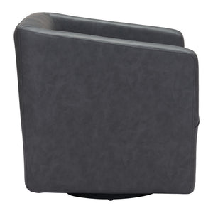 Homeroots 30" Gray And Black Faux Leather Arm Chair   556497