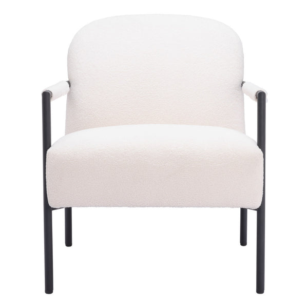 Homeroots 26" Ivory And Black Sherpa Arm Chair   556498