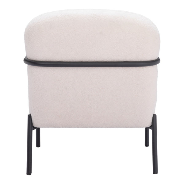 Homeroots 26" Ivory And Black Sherpa Arm Chair   556498