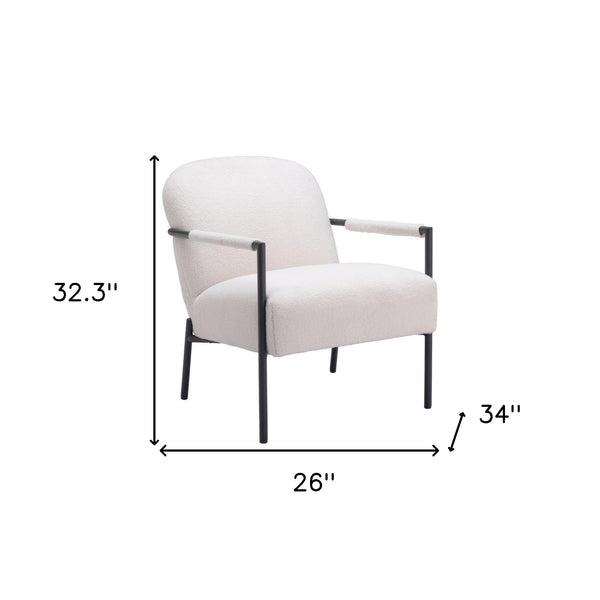 Homeroots 26" Ivory And Black Sherpa Arm Chair   556498