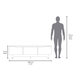 English Elm Yukon TV Stand with White & Macadamia Finish — Elegant Engineered Wood Media Console, 3 Doors, Ample Storage B092P315587