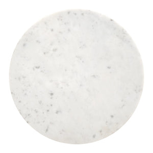 Homeroots 23" Distressed White Marble And Wood Round Drum End Table - Rustic Charm For Any Living Space   556503