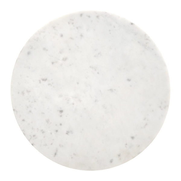 Homeroots 23" Distressed White Marble And Wood Round Drum End Table - Rustic Charm For Any Living Space   556503