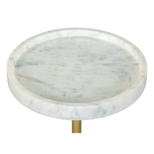 Homeroots 22" Gold Gray And White Marble Pedestal End Table – Chic Iron Base For Modern Elegance In Any Room   556506