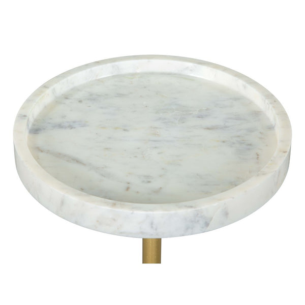 Homeroots 22" Gold Gray And White Marble Pedestal End Table – Chic Iron Base For Modern Elegance In Any Room   556506