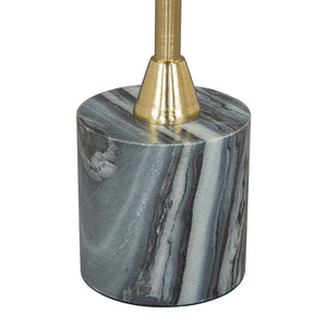 Homeroots 22" Gold Gray And White Marble Pedestal End Table – Chic Iron Base For Modern Elegance In Any Room   556506