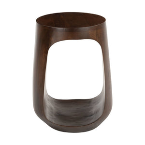 HomeRoots 18" Walnut Solid Wood Round Pedestal End Table - Chic Accent Table for Modern Living Spaces & Style 556508
