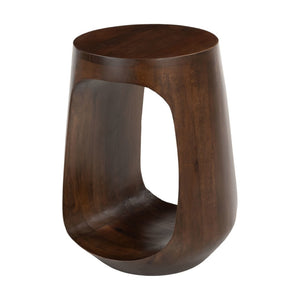 HomeRoots 18" Walnut Solid Wood Round Pedestal End Table - Chic Accent Table for Modern Living Spaces & Style 556508