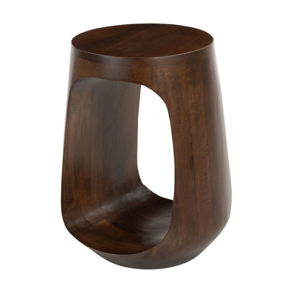 HomeRoots 18" Walnut Solid Wood Round Pedestal End Table - Chic Accent Table for Modern Living Spaces & Style 556508