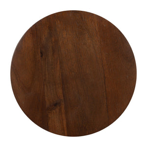HomeRoots 18" Walnut Solid Wood Round Pedestal End Table - Chic Accent Table for Modern Living Spaces & Style 556508
