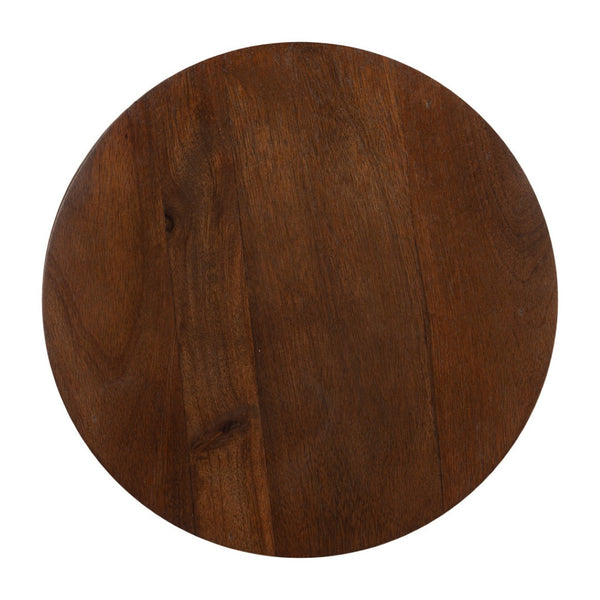 HomeRoots 18" Walnut Solid Wood Round Pedestal End Table - Chic Accent Table for Modern Living Spaces & Style 556508