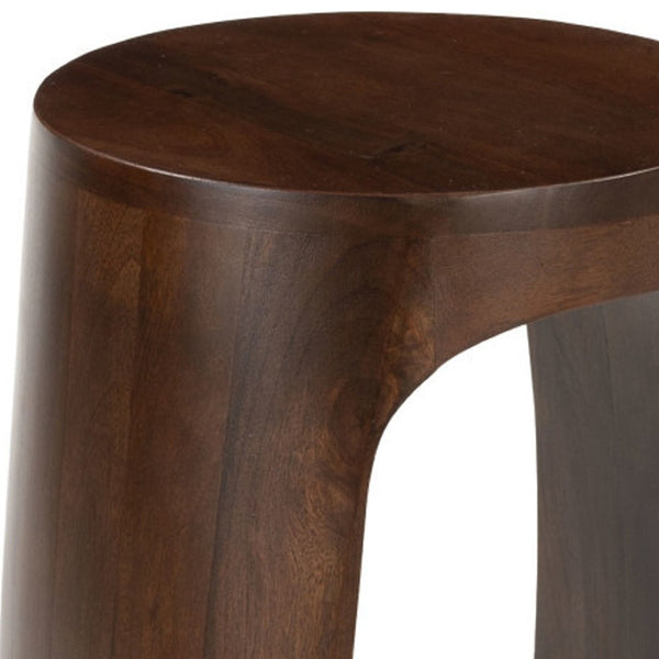 HomeRoots 18" Walnut Solid Wood Round Pedestal End Table - Chic Accent Table for Modern Living Spaces & Style 556508