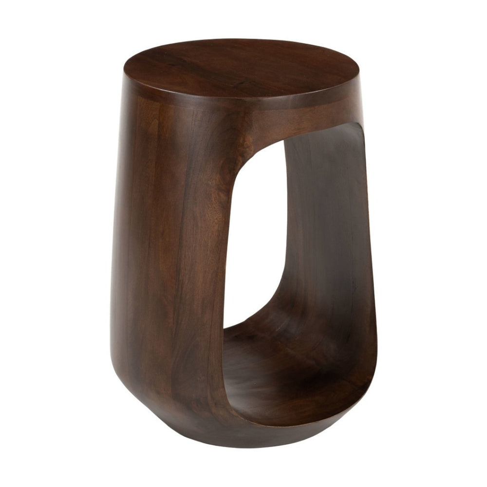 HomeRoots 18" Walnut Solid Wood Round Pedestal End Table - Chic Accent Table for Modern Living Spaces & Style 556508