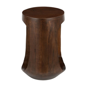 HomeRoots 18" Walnut Solid Wood Round Pedestal End Table - Chic Accent Table for Modern Living Spaces & Style 556508