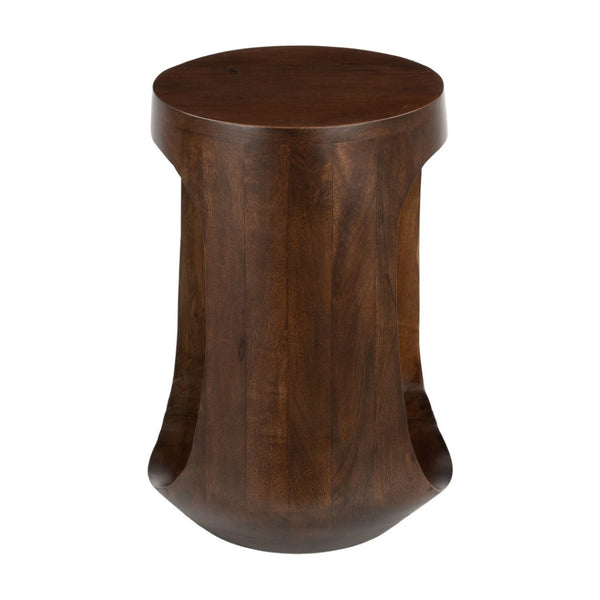 HomeRoots 18" Walnut Solid Wood Round Pedestal End Table - Chic Accent Table for Modern Living Spaces & Style 556508