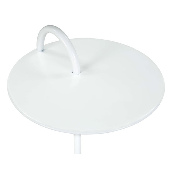 HomeRoots 25" Elegant White Iron and Marble Round Pedestal End Table - Modern Design for Stylish Spaces 556509
