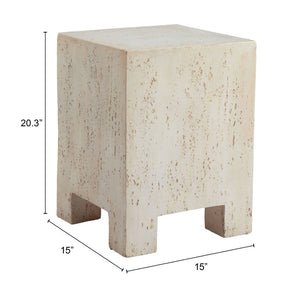 Homeroots 20" Beige Faux Stone Square End Table - Modern Elegance For Your Living Room Decor & Style   556510