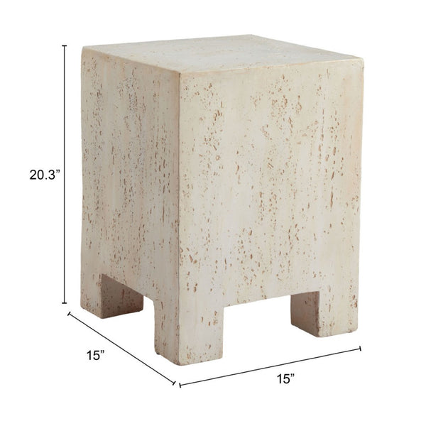 Homeroots 20" Beige Faux Stone Square End Table - Modern Elegance For Your Living Room Decor & Style   556510