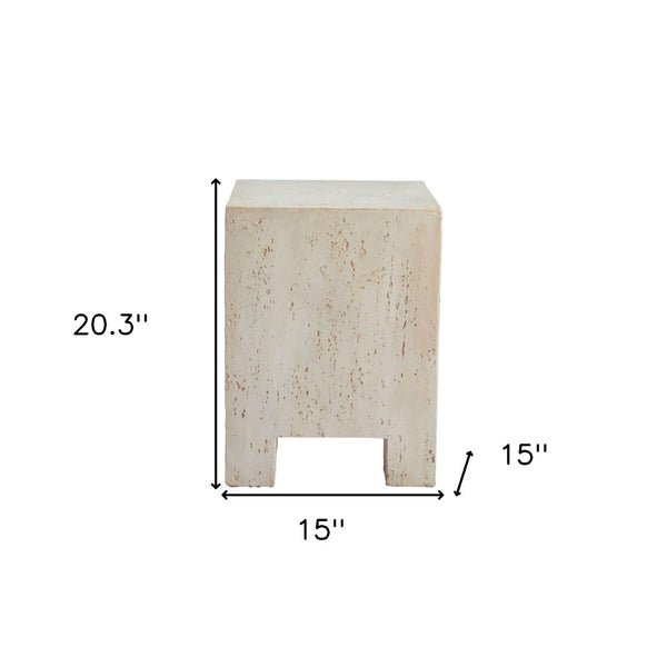 Homeroots 20" Beige Faux Stone Square End Table - Modern Elegance For Your Living Room Decor & Style   556510
