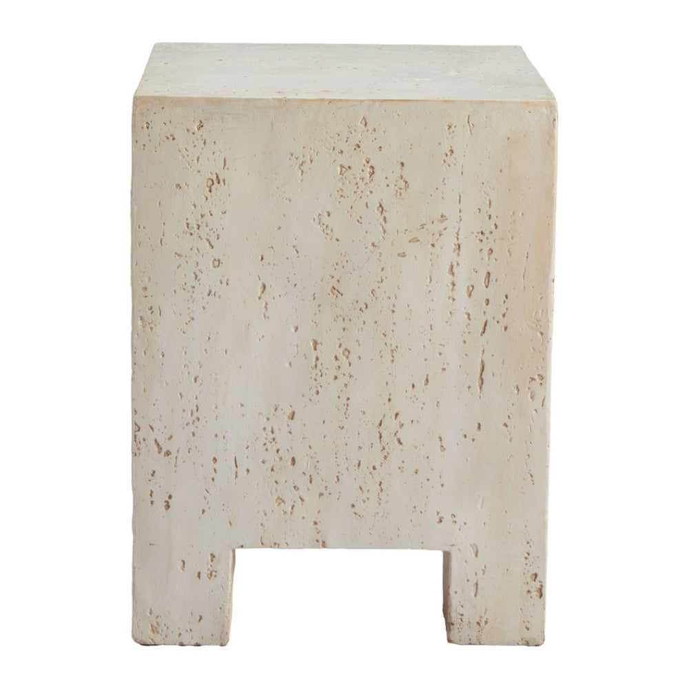 HomeRoots 20" Beige Faux Stone Square End Table – Chic, Versatile Accent Piece for Modern Living Spaces & Decor 556510