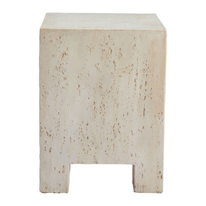 HomeRoots 20" Beige Faux Stone Square End Table – Chic, Versatile Accent Piece for Modern Living Spaces & Decor 556510