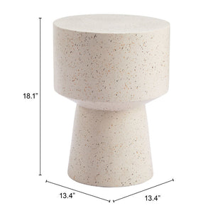 HomeRoots 18" Beige Faux Stone Round Pedestal End Table - Modern Accent for Living Rooms, Bedrooms & Entryways 556511