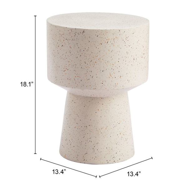 HomeRoots 18" Beige Faux Stone Round Pedestal End Table - Modern Accent for Living Rooms, Bedrooms & Entryways 556511
