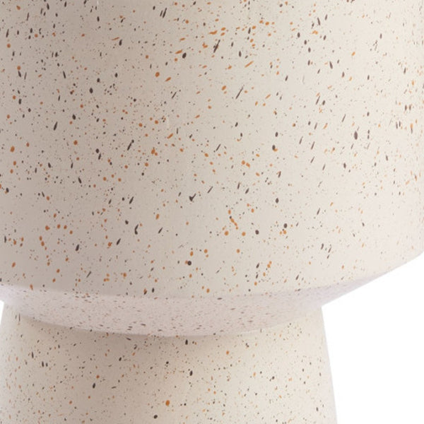 HomeRoots 18" Beige Faux Stone Round Pedestal End Table - Modern Accent for Living Rooms, Bedrooms & Entryways 556511