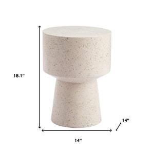 HomeRoots 18" Beige Faux Stone Round Pedestal End Table - Modern Accent for Living Rooms, Bedrooms & Entryways 556511