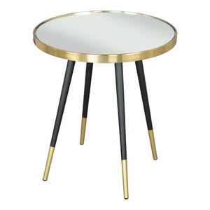 HomeRoots 20" Gold and Black Mirrored Glass Round End Table - Glamorous Accent for Modern Living Spaces 556512