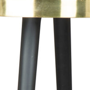 HomeRoots 20" Gold and Black Mirrored Glass Round End Table - Glamorous Accent for Modern Living Spaces 556512