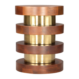 HomeRoots 20" Brown and Gold Pedestal End Table – Elegant Solid Wood & Iron Design for Versatile Home Use 556515