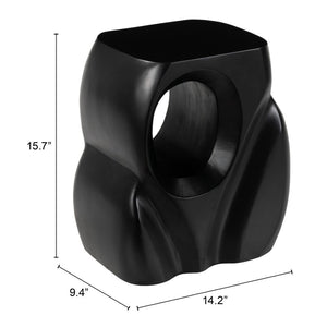 Homeroots 16" Black Solid Wood Abstract Figurine End Table - Unique Design For Living Room & Office Accent   556518